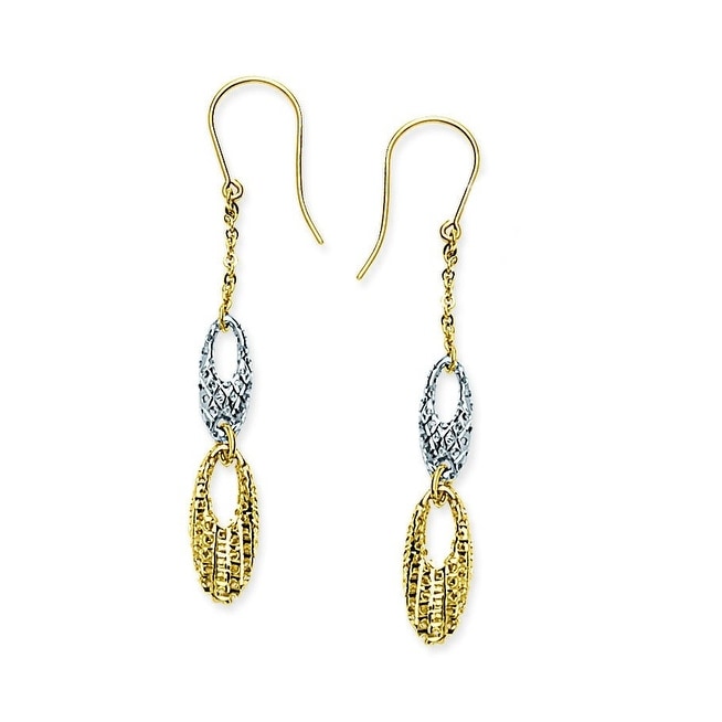 14k Two-tone Oval Post Dangle Earrings 14k Two-tone Oval Post Dangle Earrings